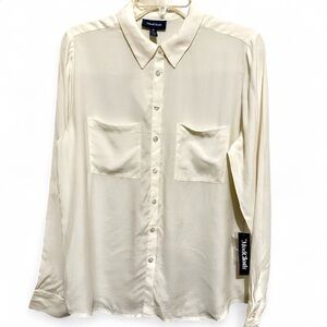 New ModCloth Pristine dreams ivory button down blouse top womens medium